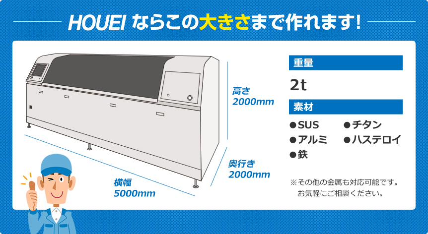 HOUEIならこの大きさまで作れます！